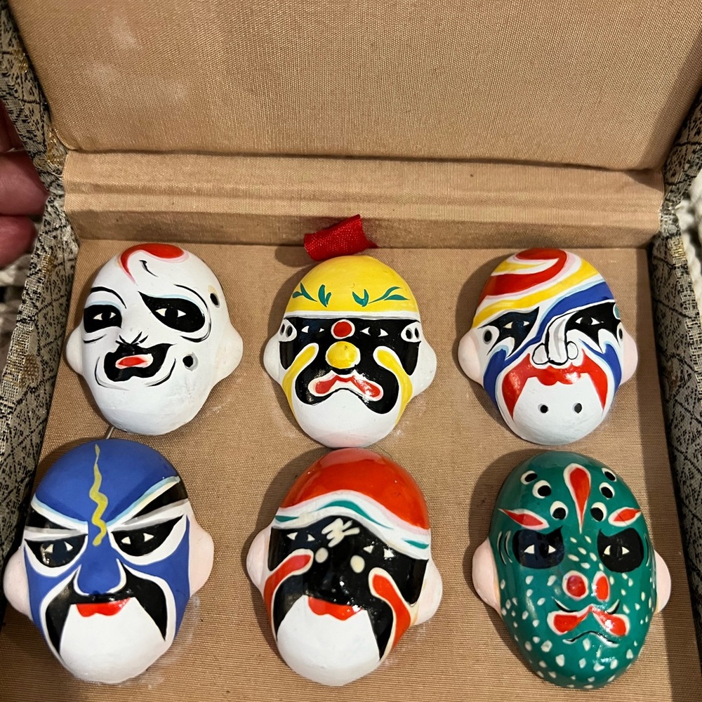 Kabuki theater Beijing opera mini hand painted  Colorful Painted Mask Set of 6